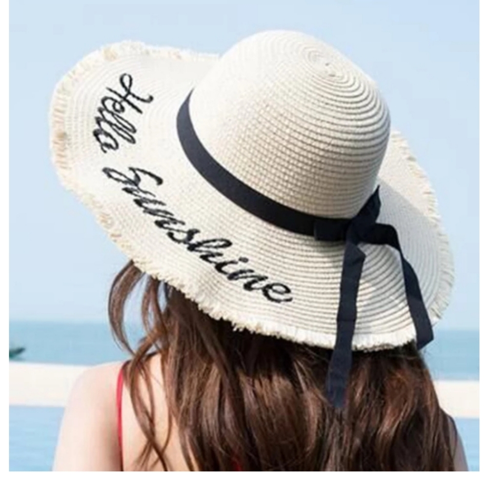 🧡IN STOCK🧡NAVY BLUE Embroidered SunHat - Picture 2 of 5